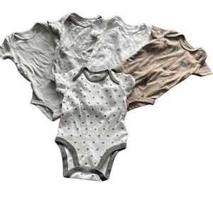 Carter’s bodysuits lot of 5 3- 6 months boys animal grey white black short sleev